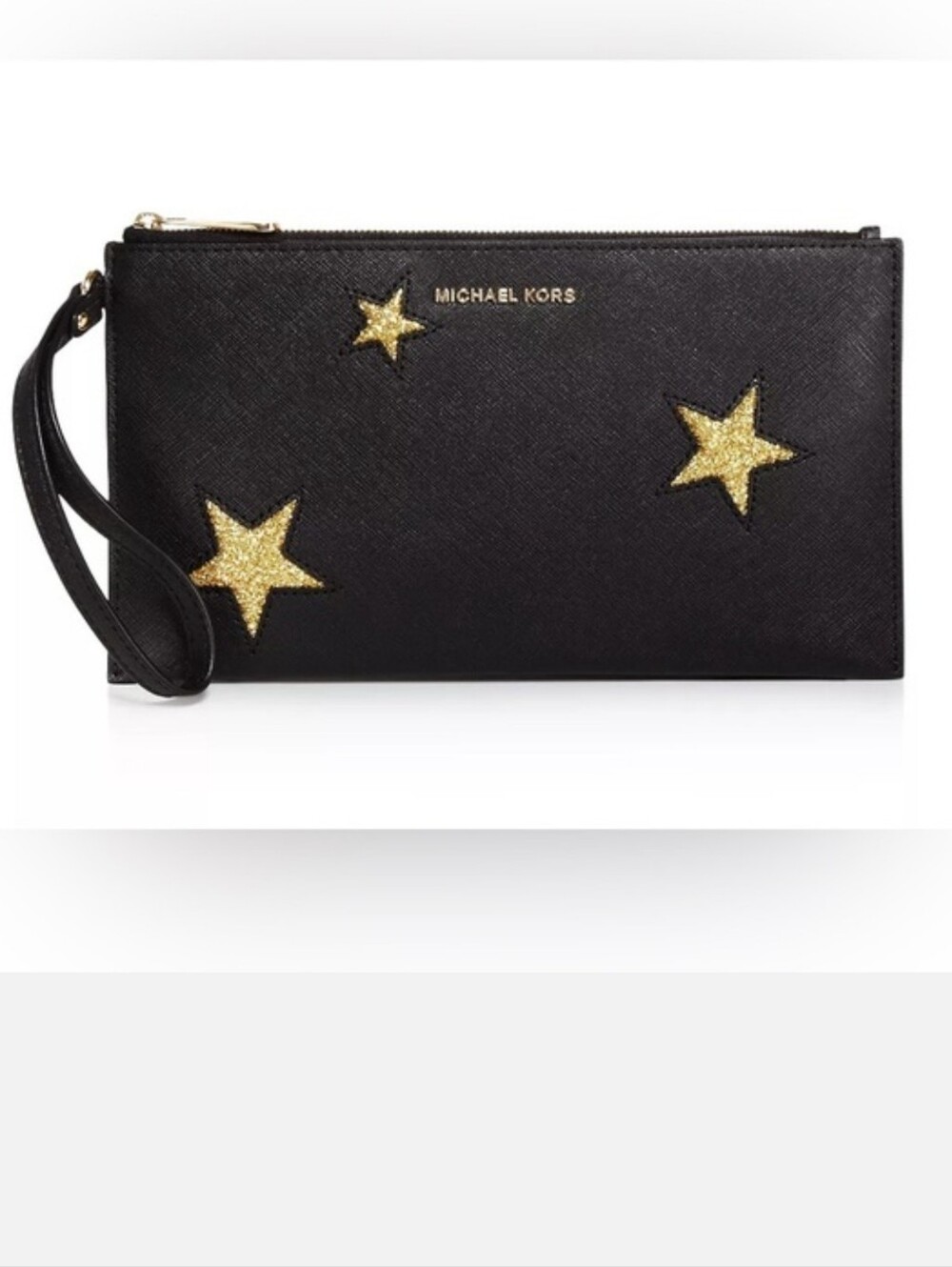 EUV Michael Kors Black Wristlet with Gold Star Embellishments